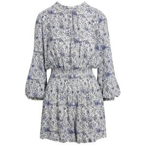 Splendid x Cella Jane Printed Smock Waist Romper, Blue, Size Medium NWT